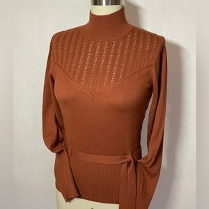Moth Rust-colored Mock Turtleneck, M